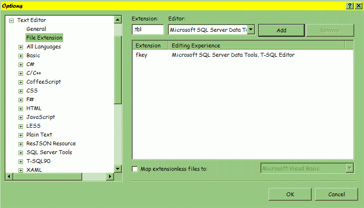 File extensions in Visual Studio